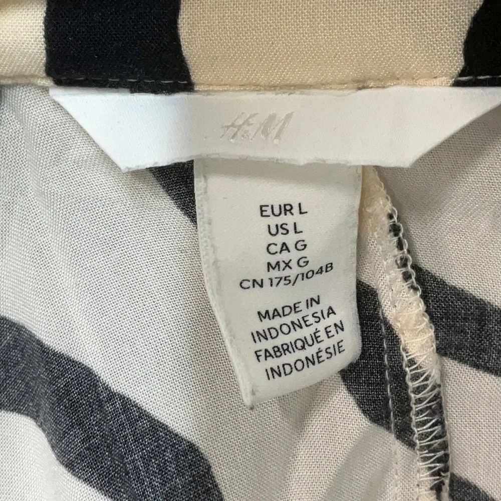 H&M TIE-BELT SHIRT DRESS Cream & Zebra L - Picture 5 of 6